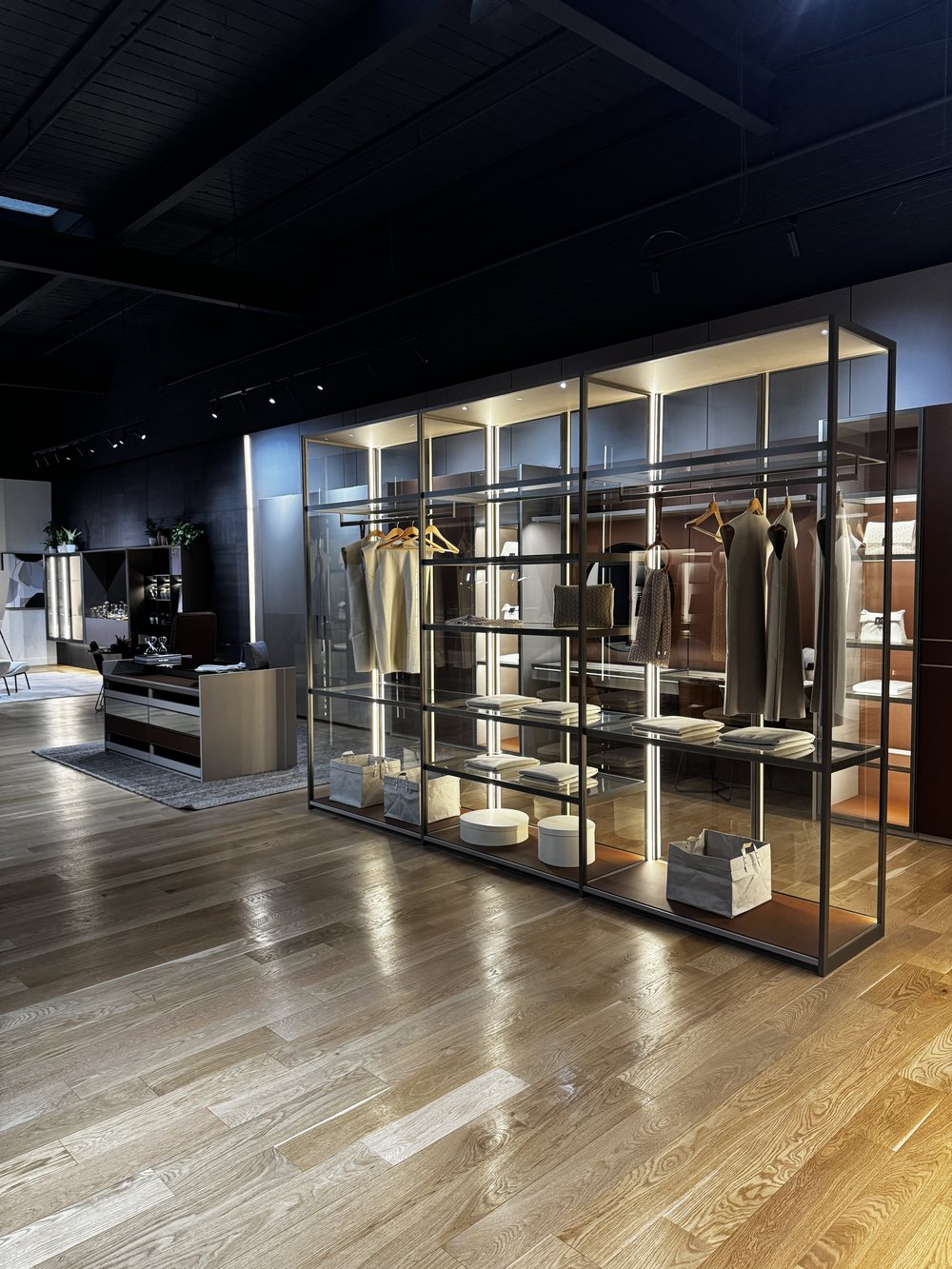 High-end showroom with polished wood floors, cleaned by EverClean