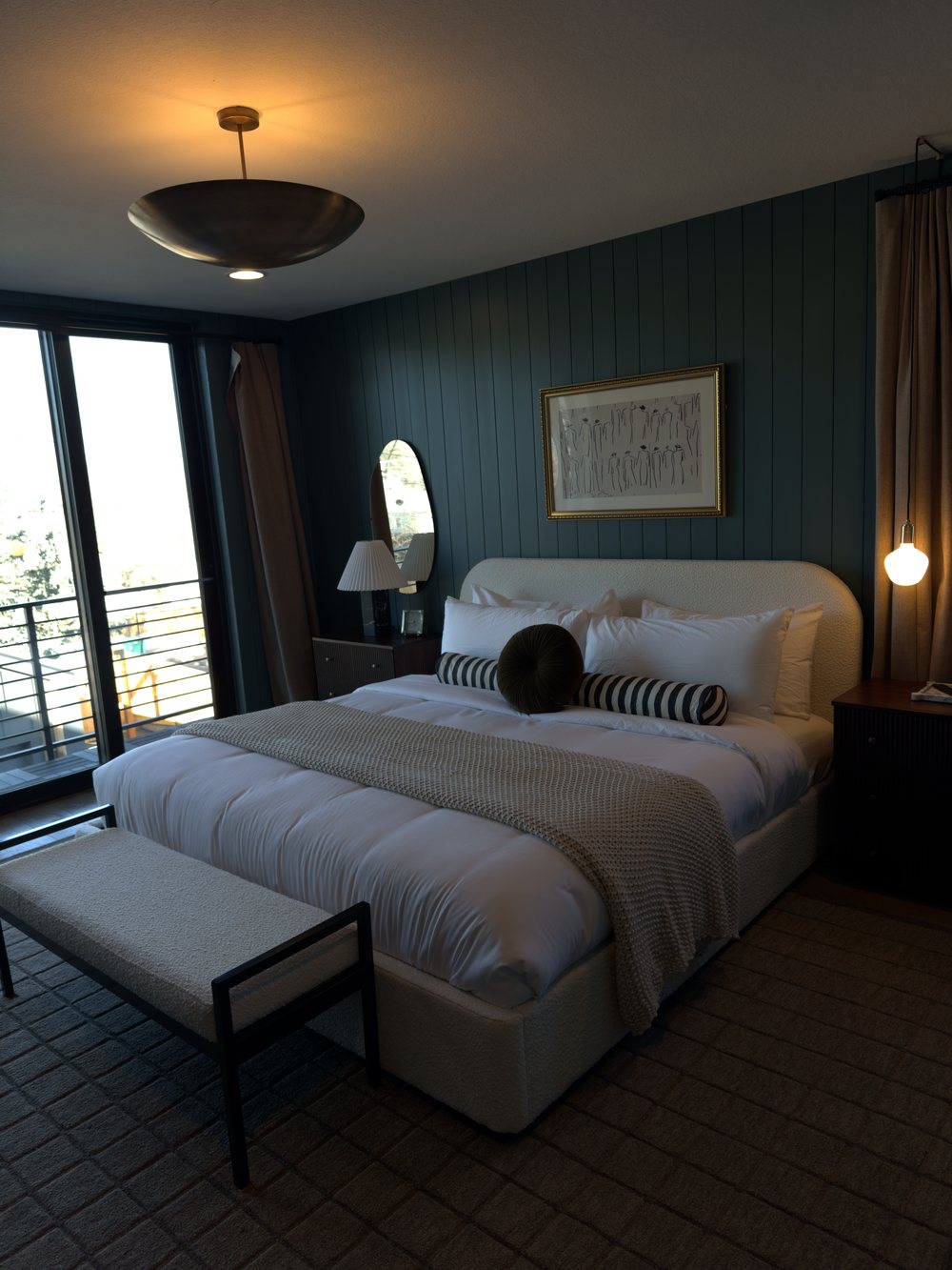 Guest-ready short-term rental bedroom with staged bed